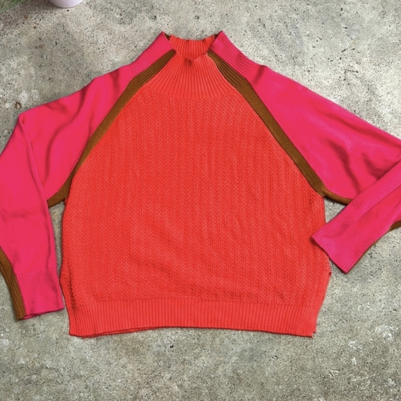 NWT French Connection Milla Vhari Color Block Mock Neck Sweater Sz XL - Picture 6 of 11